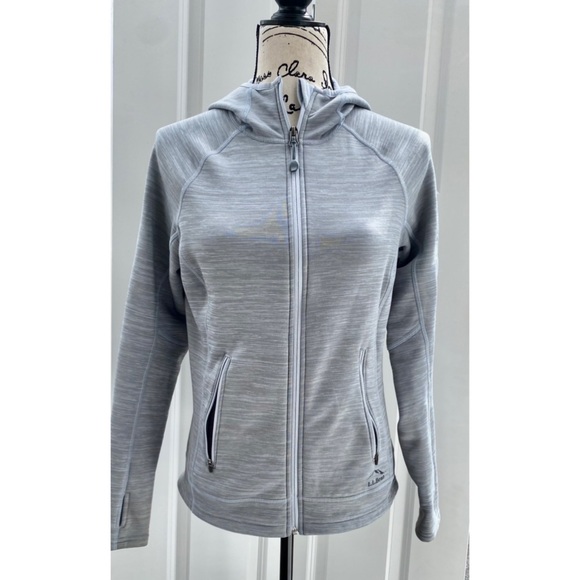 NWOT L.L. Bean Gray Athletic Zip Up Hoodie - Picture 2 of 5